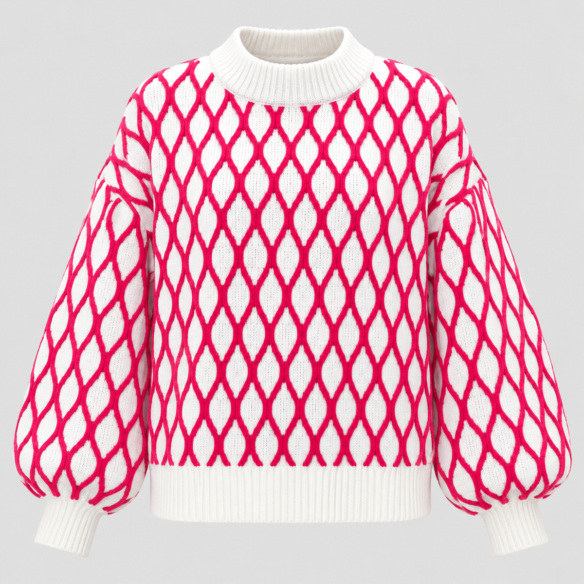 Rudemønstret Strikket Sweater til Damer - Åben Hæklestil