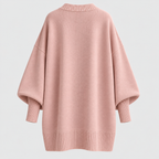Oversized Poncho Sweater – Asymmetrisk Kant Ribbet Hals