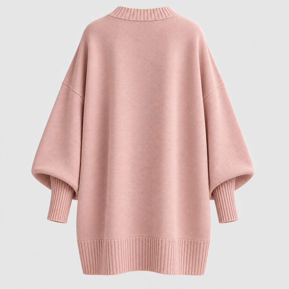 Oversized Poncho Sweater – Asymmetrisk Kant Ribbet Hals
