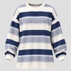 Stribet Oversized Sweater til Damer - Bomulds-Polyesterblanding
