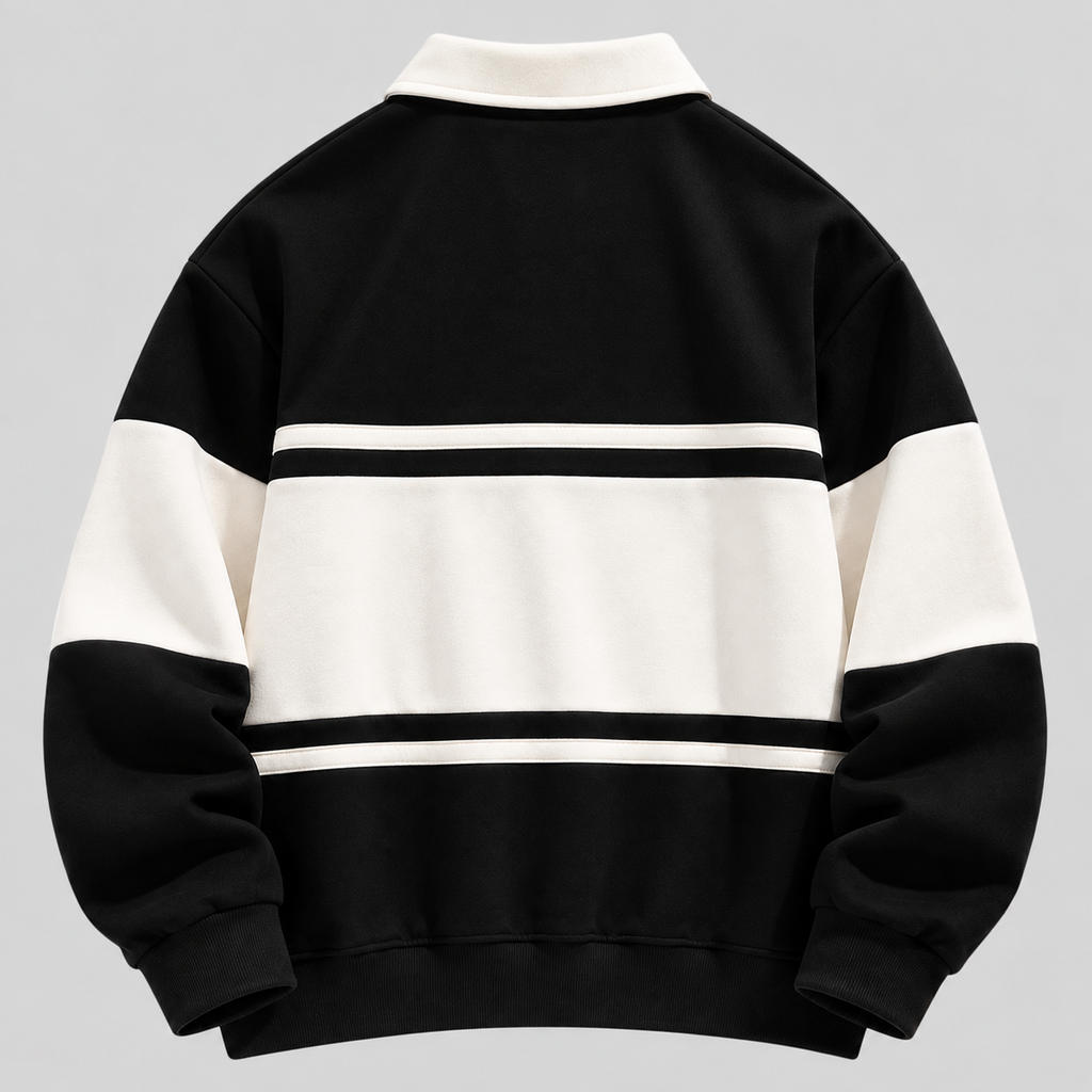 Polokrave Pullover til Herrer - Sweater med Kontraststriber