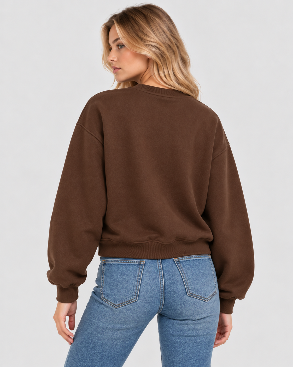 Sweatshirt med Slogan til Damer - COFFEE WEATHER Print, Rund Hals