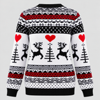 Julesweater med Rensdyr til Damer - Fair Isle Strik, Rund Hals