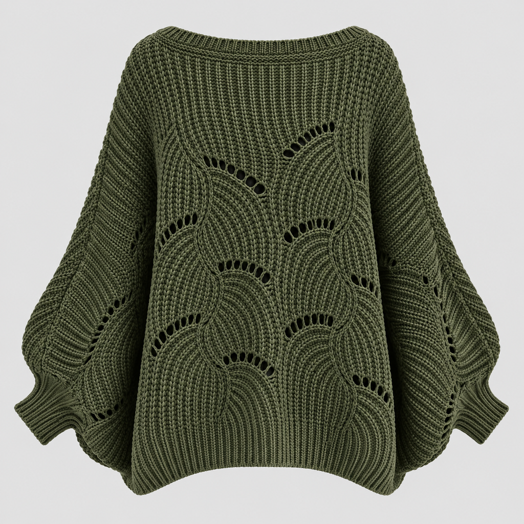 Sweater med Flagermusærmer til Damer - Cropped Kabelstrik