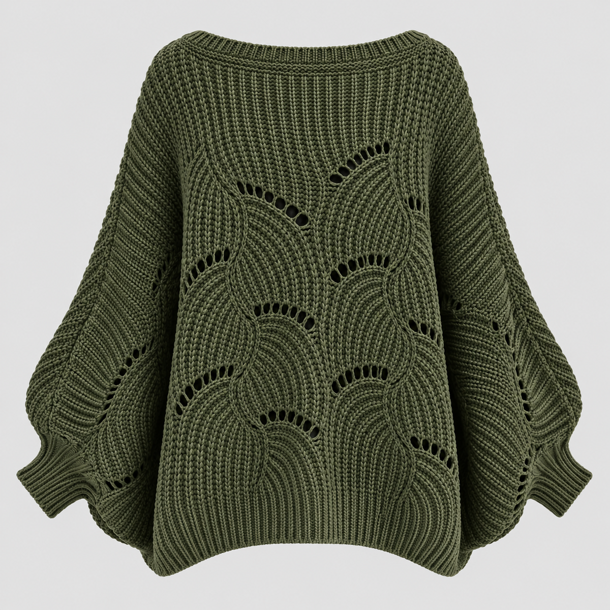 Sweater med Flagermusærmer til Damer - Cropped Kabelstrik