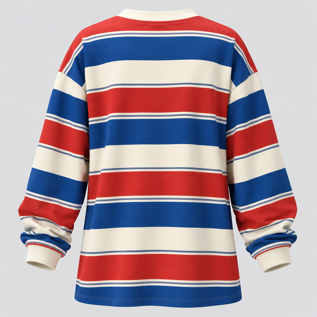 Stribet Oversized Sweater til Damer - Bomulds-Polyesterblanding
