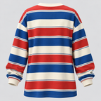 Stribet Oversized Sweater til Damer - Bomulds-Polyesterblanding