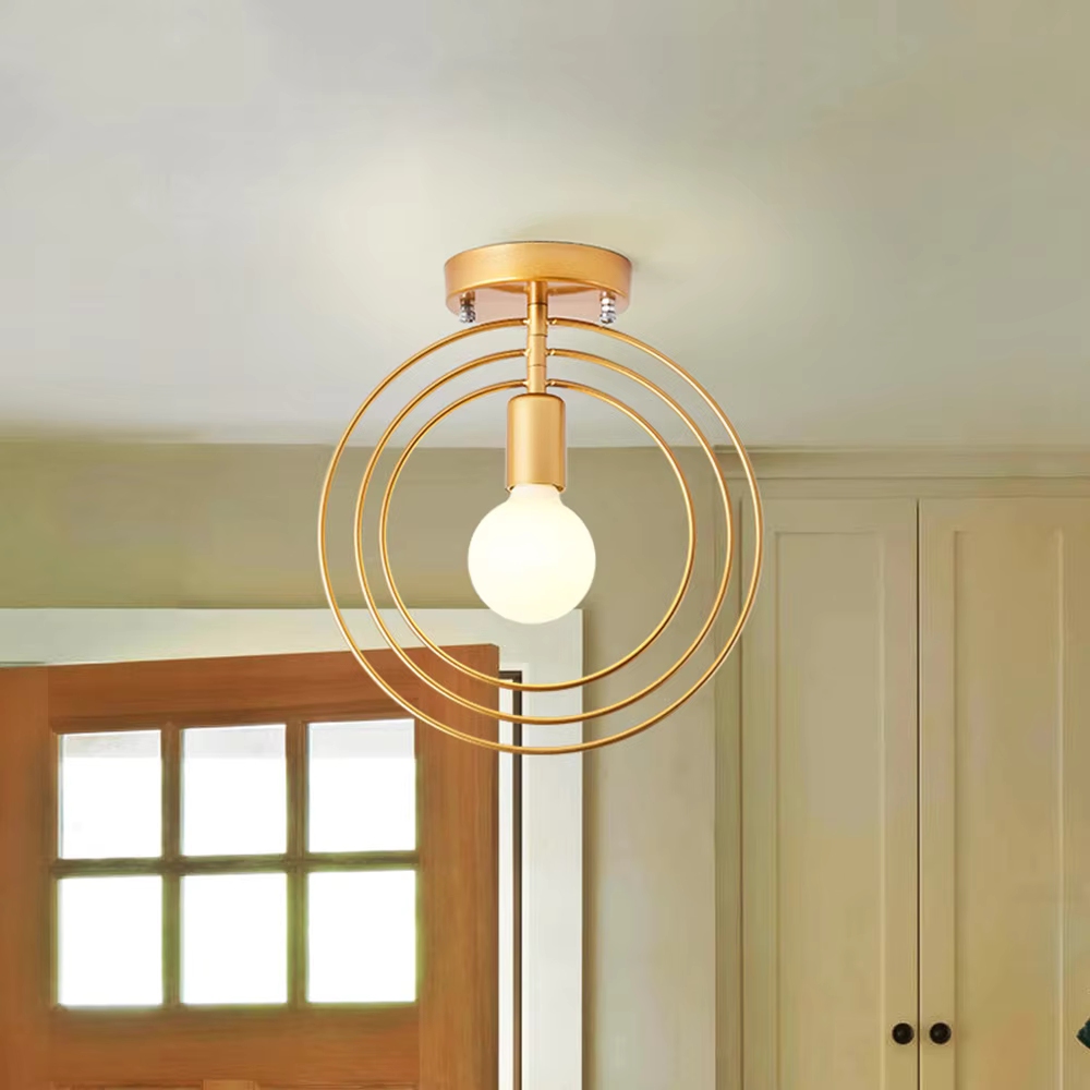 AetherLight Væglampe – Metal med Guld Finish, 24" Diameter