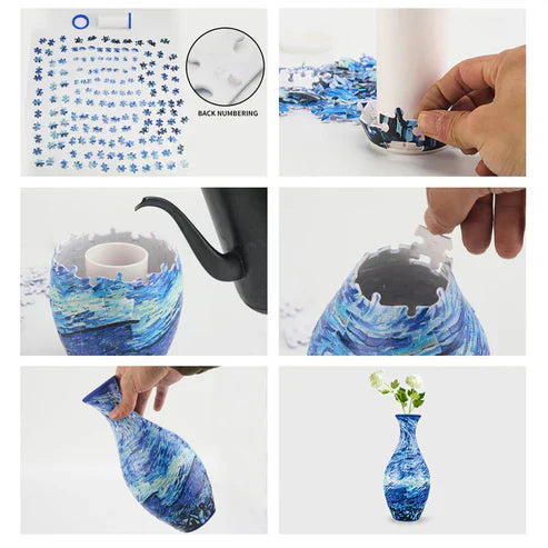 3D Puzzle Vase – EcoBloom, Dekorativ Blomstervase med Aftagelig Vandbeholder