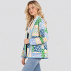 Patchwork Jakke til Damer - Bomuld, Kasseformet Pasform