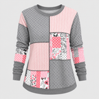 Patchwork Sweater til Damer - Colorblock-Paneler, Slim Fit