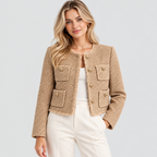 Tweed Blazer til Damer - Figursyet, Knaplukning Foran