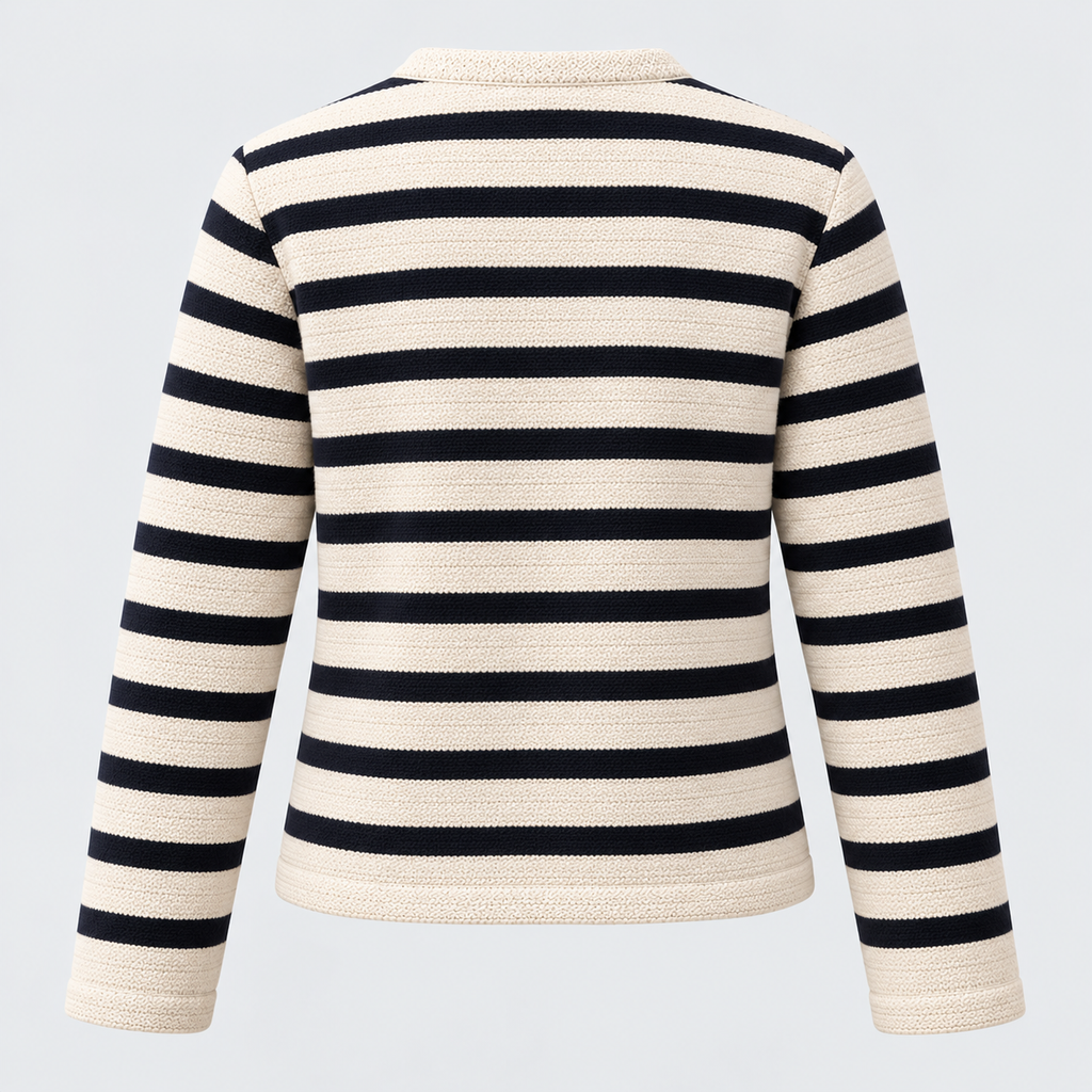 Åben Front Stribet Cardigan - Blødt Blandingsstrik