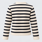 Åben Front Stribet Cardigan - Blødt Blandingsstrik