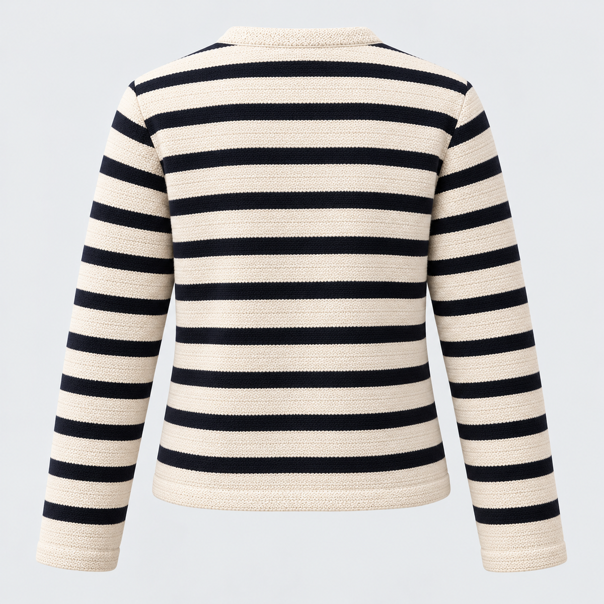 Åben Front Stribet Cardigan - Blødt Blandingsstrik
