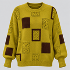 Sweater med Abstrakt Kvadratmønster til Damer - Lange Ærmer