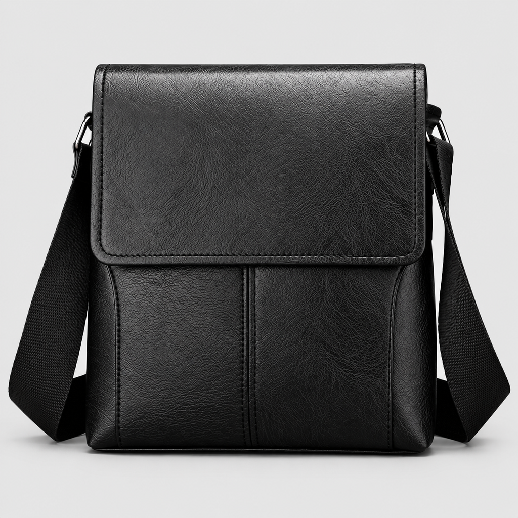 Messenger Bag i PU til Herrer - Crossbody med Spids Klapdetalje