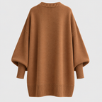 Oversized Poncho Sweater – Asymmetrisk Kant Ribbet Hals