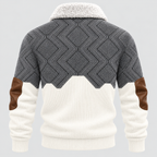 Half-Zip Pullover til Herrer - Kabelstrikpanel, Foret Ståkrave