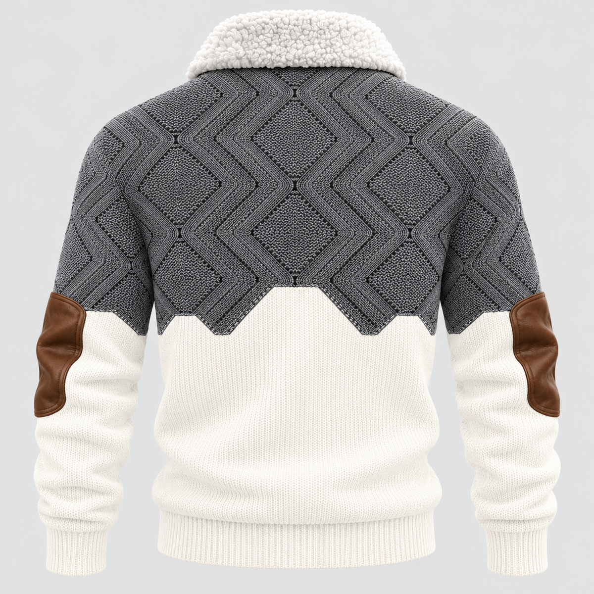Half-Zip Pullover til Herrer - Kabelstrikpanel, Foret Ståkrave
