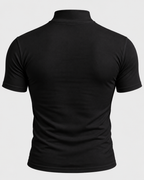 T-Shirt med Høj Hals til Herrer - Tætsiddende, Korte Ærmer