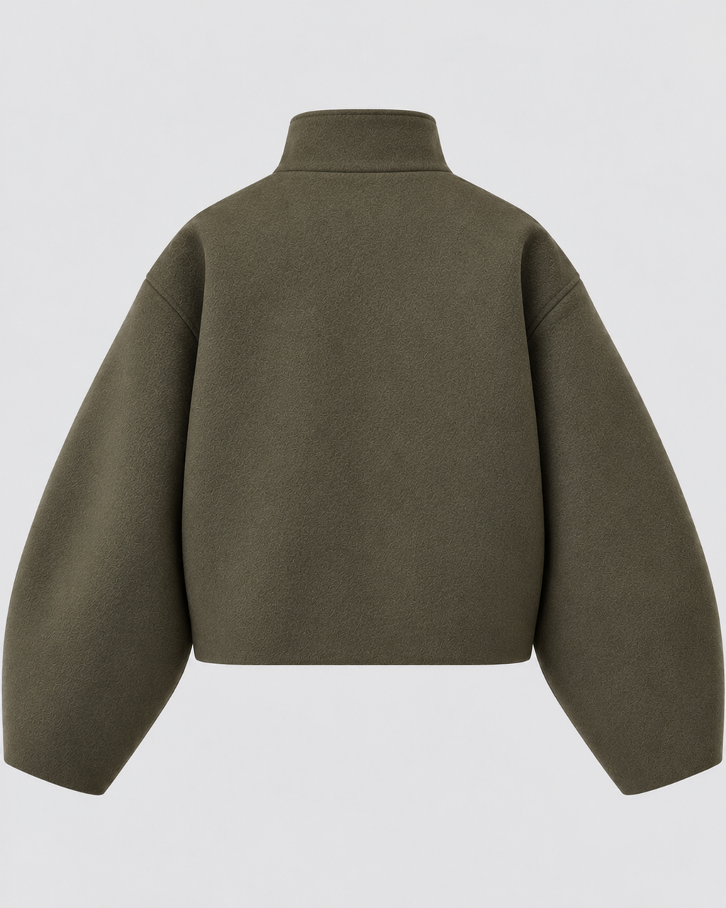 Cropped Lynlåsjakke til Damer - Olivengrøn, Ståkrave, Faldende Skuldre