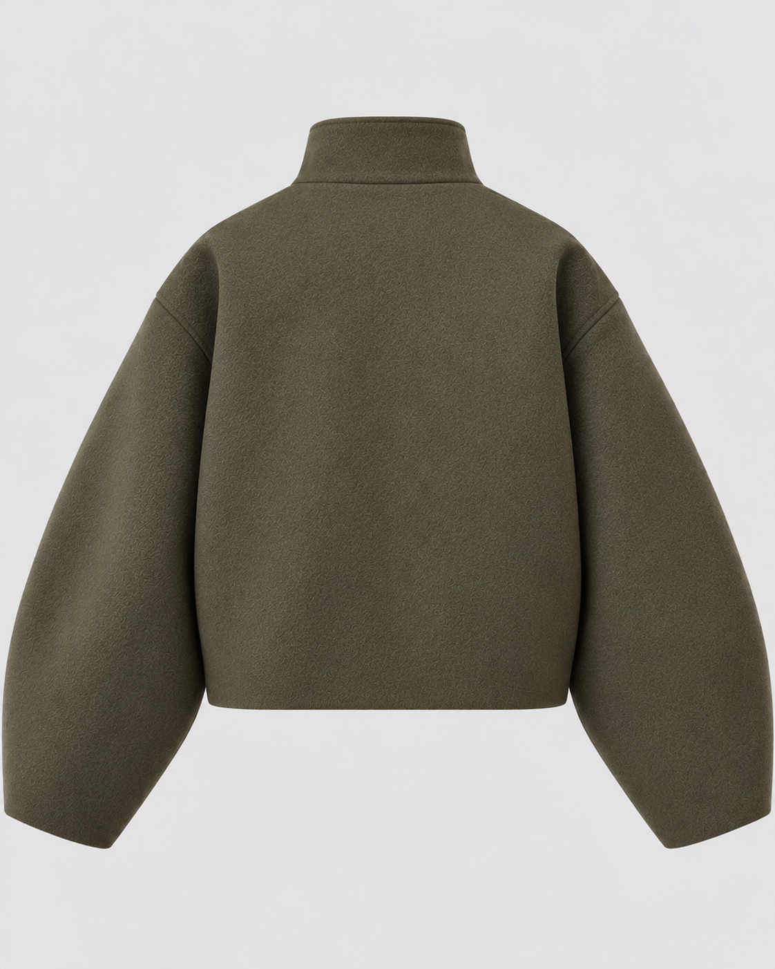 Cropped Lynlåsjakke til Damer - Olivengrøn, Ståkrave, Faldende Skuldre