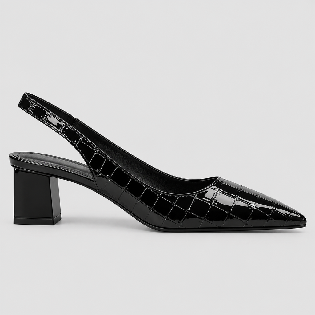 Slingback Kitten Heels - Spids Tå Elastisk Rem