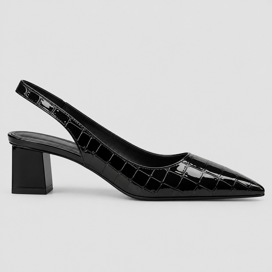 Slingback Kitten Heels - Spids Tå Elastisk Rem