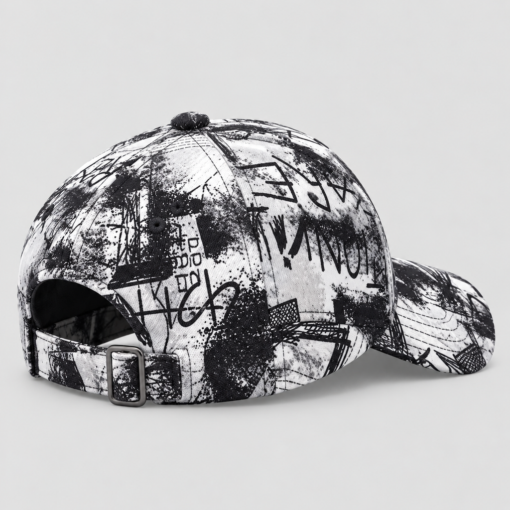 Snapback Kasket med Graffitiprint - Justerbar Kasket i Bomuld