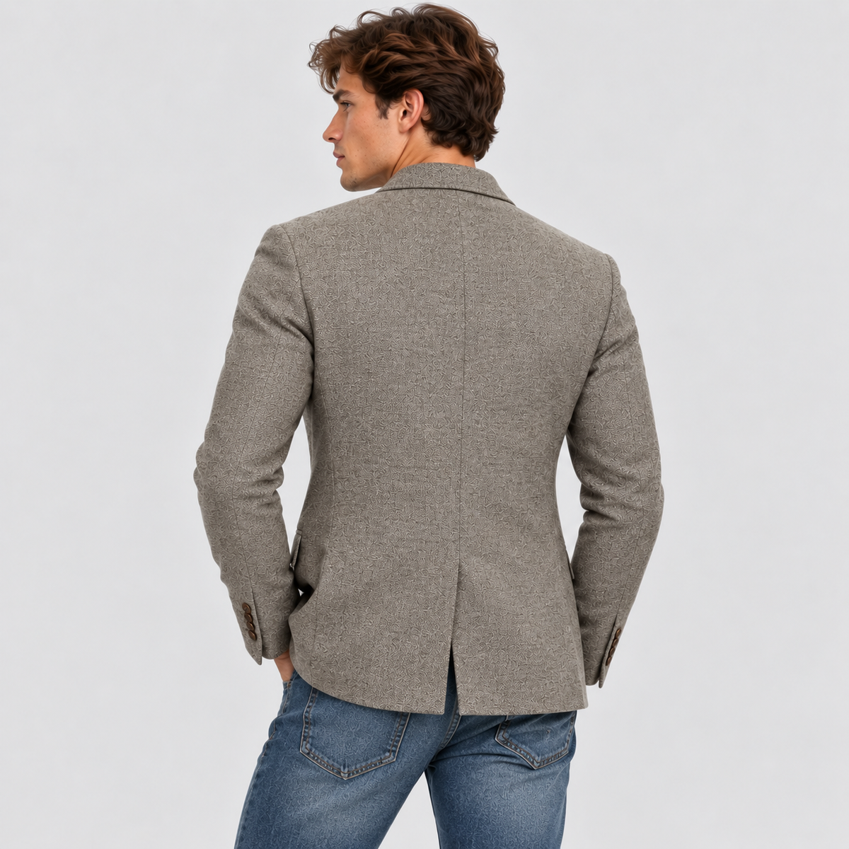 Herre Slim Fit Bomulds-Linned Blazer – Notch Revers Jakke