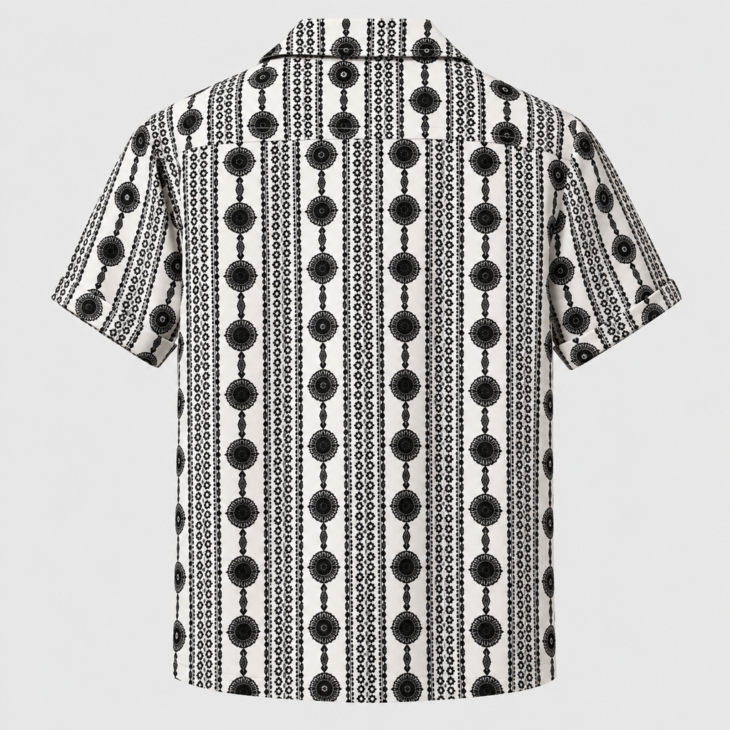 Herre Geometrisk Print Linnedskjorte – Kort Ærme Knapskjorte