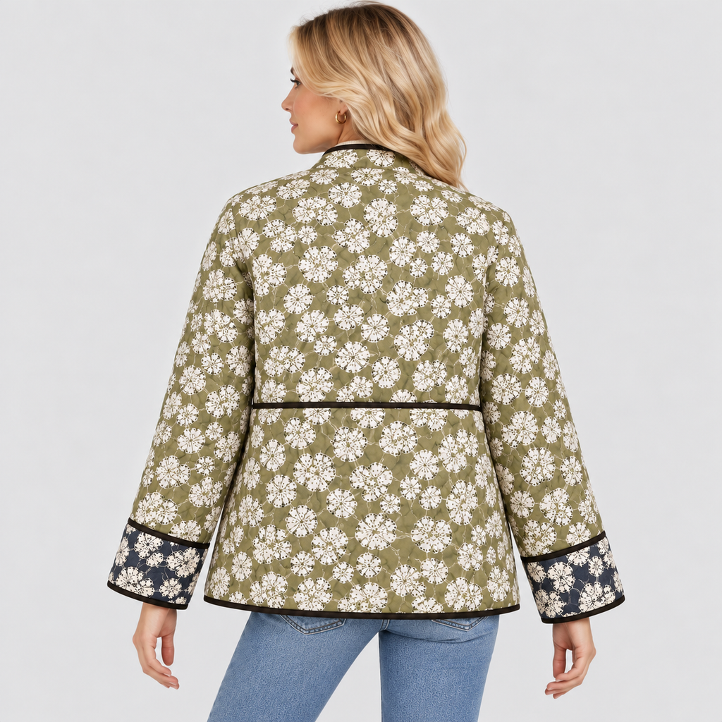 Vatteret Boho Jakke til Damer - Klaplommer, Printet