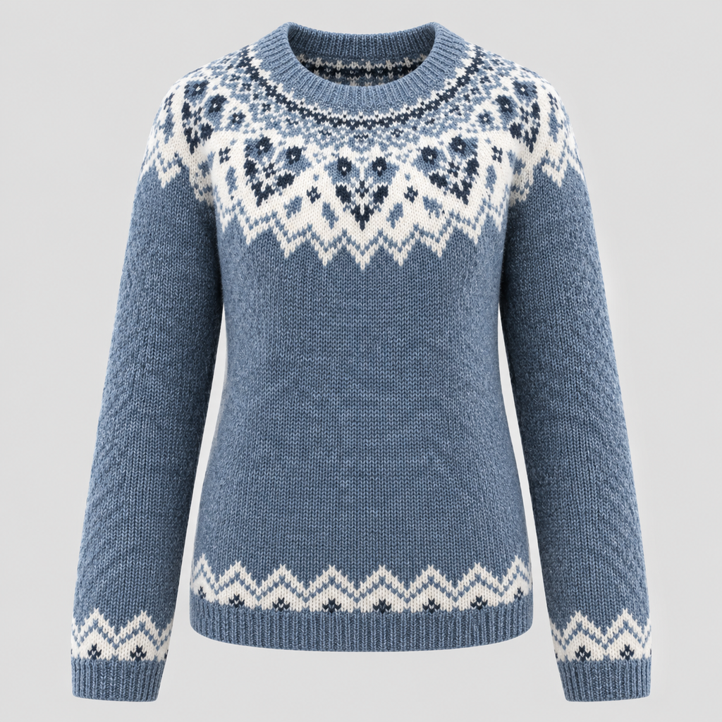 Fair Isle-Sweater til Damer - Strikket med Geometrisk Mønster