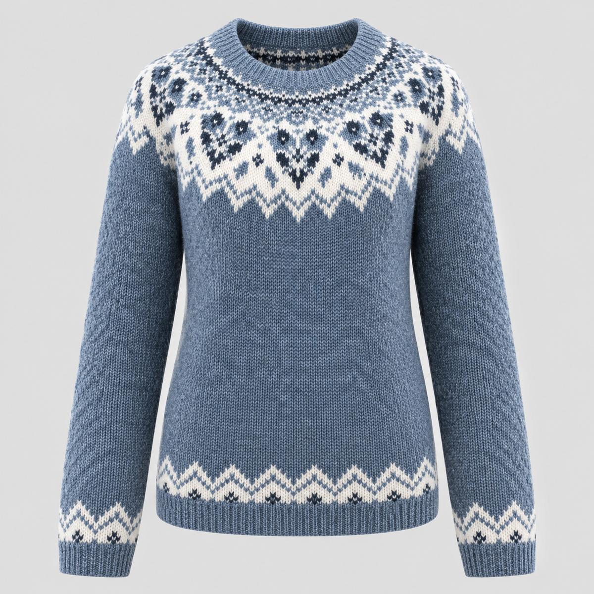 Fair Isle-Sweater til Damer - Strikket med Geometrisk Mønster