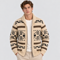 Aztec-mønstret Cardigan - Åben Front Strikket Sweater