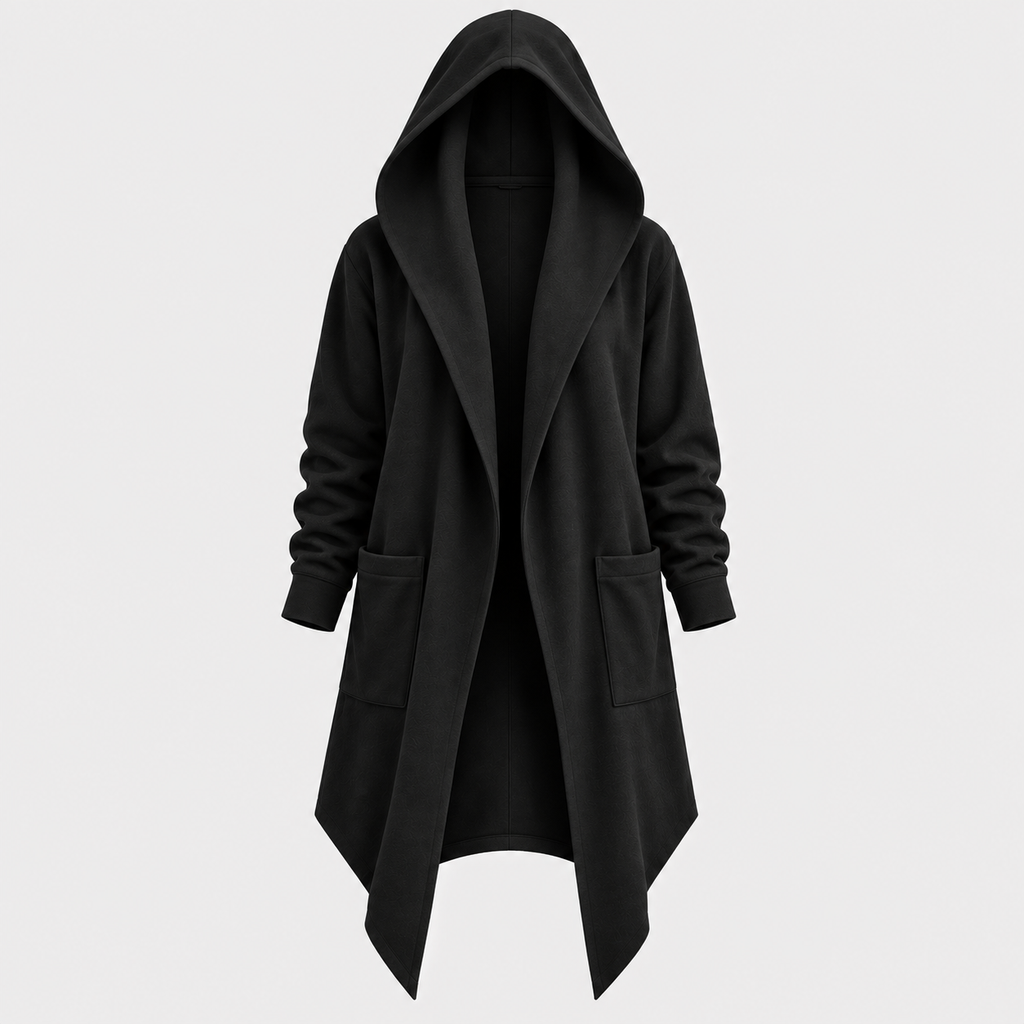 Lang Hættekåbe med Åben Front – Oversized Hætte Streetwear