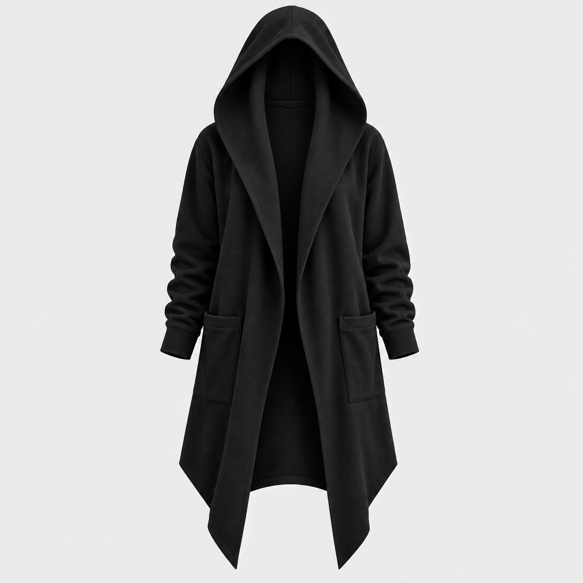 Lang Hættekåbe med Åben Front – Oversized Hætte Streetwear