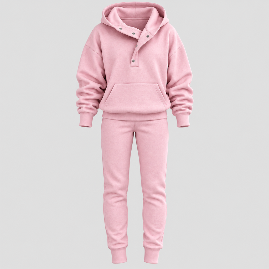 Dame Matchende Hoodie Sæt – Bomuldsblanding Todelt Loungewear