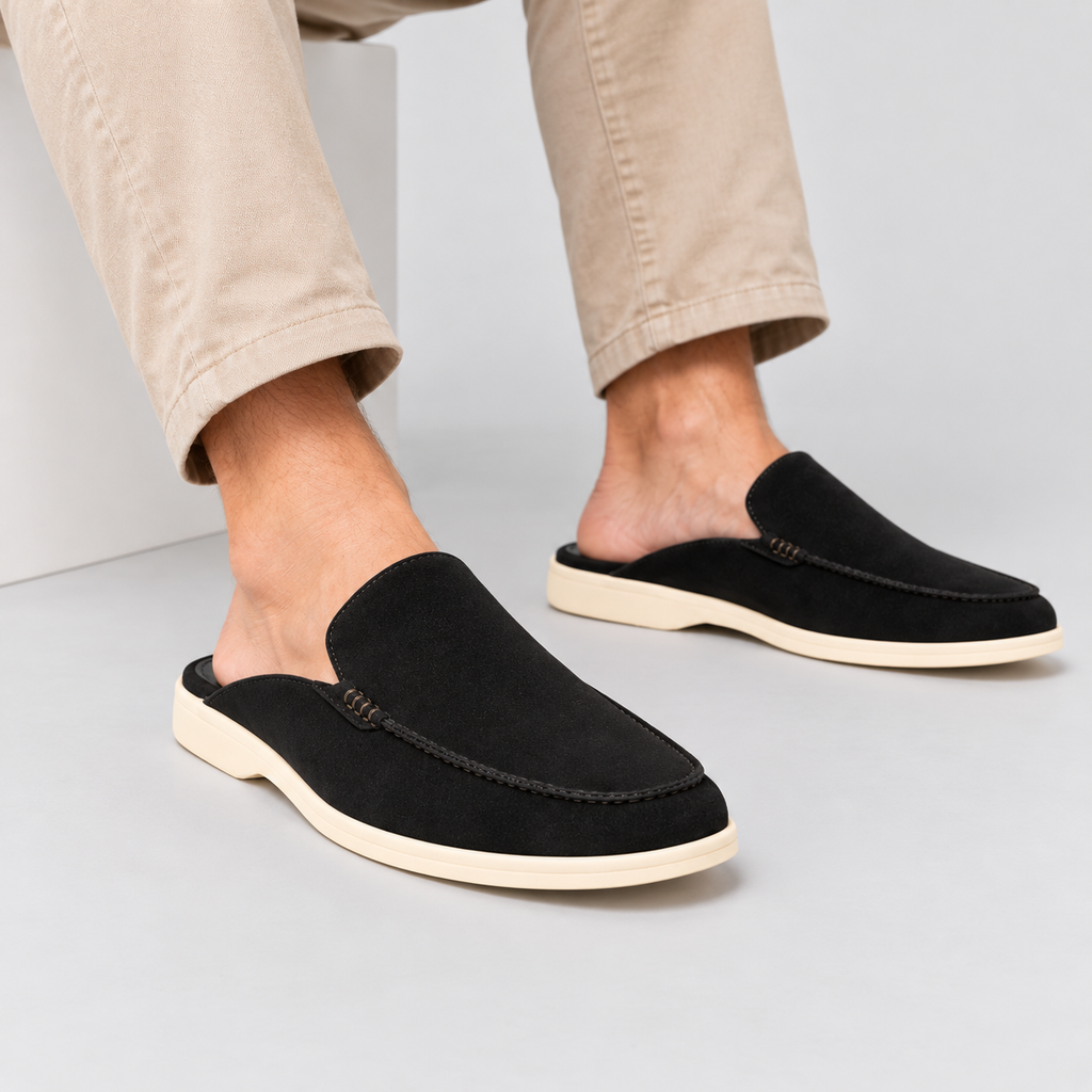 Ruskindslook Loafers til Herrer - Bagløse Slip-On Mules