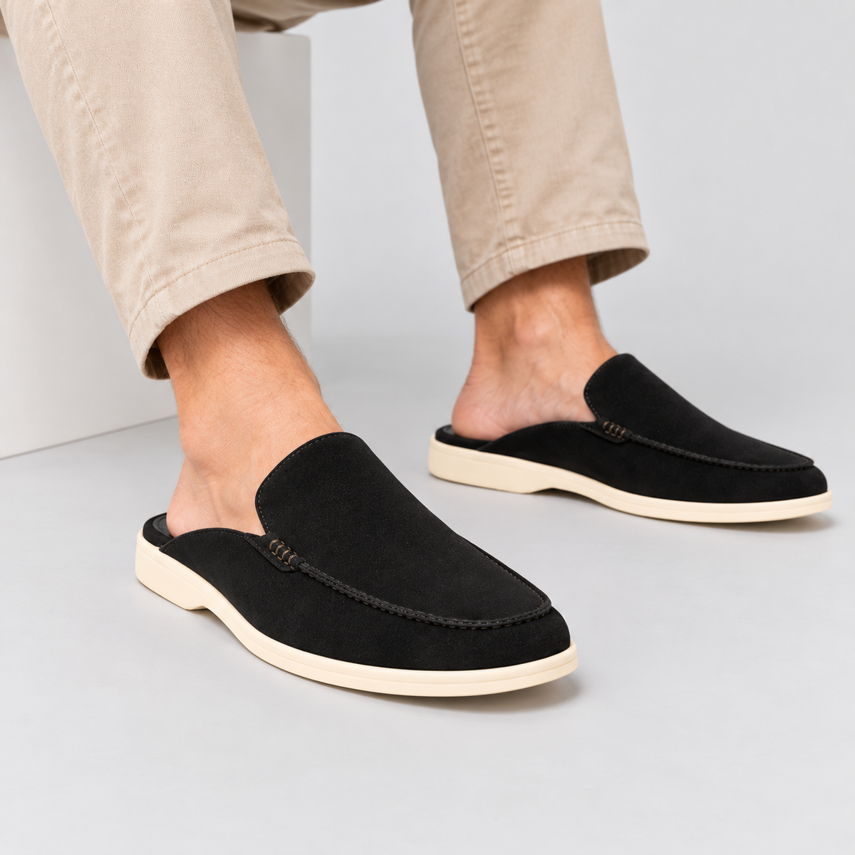 Ruskindslook Loafers til Herrer - Bagløse Slip-On Mules