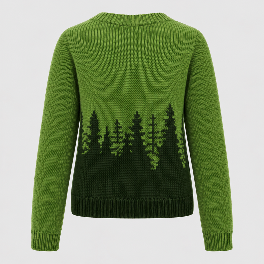 Ombre Skovprintet Sweater til Damer - Uldblandet Strik