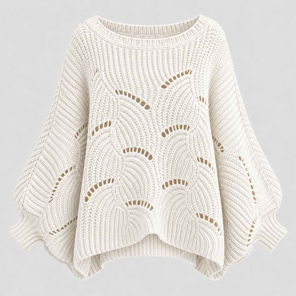 Sweater med Flagermusærmer til Damer - Cropped Kabelstrik