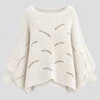 Sweater med Flagermusærmer til Damer - Cropped Kabelstrik
