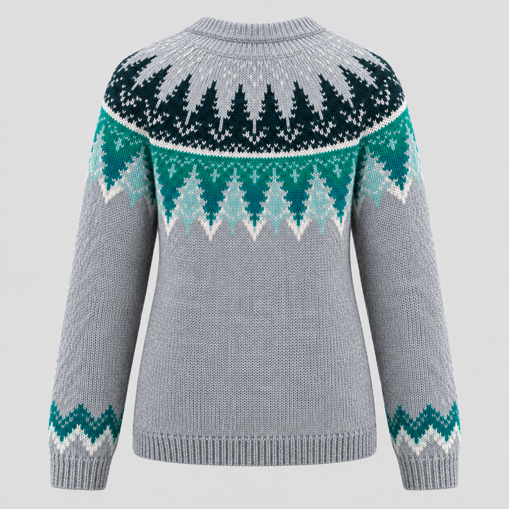 Fair Isle-Sweater til Damer - Strikket med Geometrisk Mønster