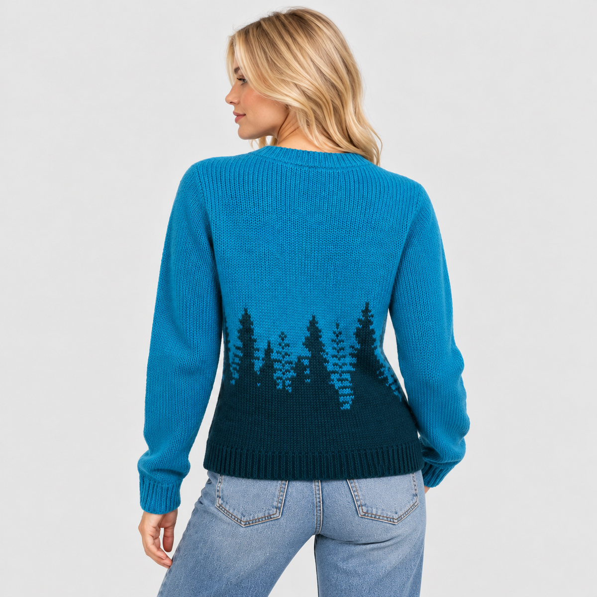 Ombre Skovprintet Sweater til Damer - Uldblandet Strik