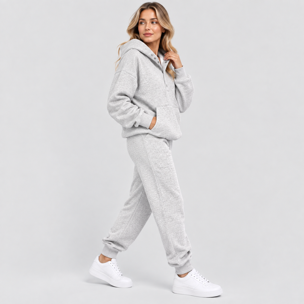 Dame Matchende Hoodie Sæt – Bomuldsblanding Todelt Loungewear