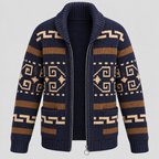 Aztec-mønstret Cardigan - Åben Front Strikket Sweater