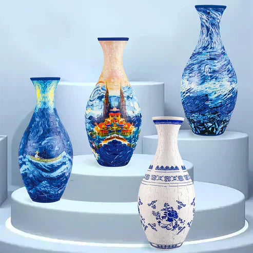3D Puzzle Vase – EcoBloom, Dekorativ Blomstervase med Aftagelig Vandbeholder
