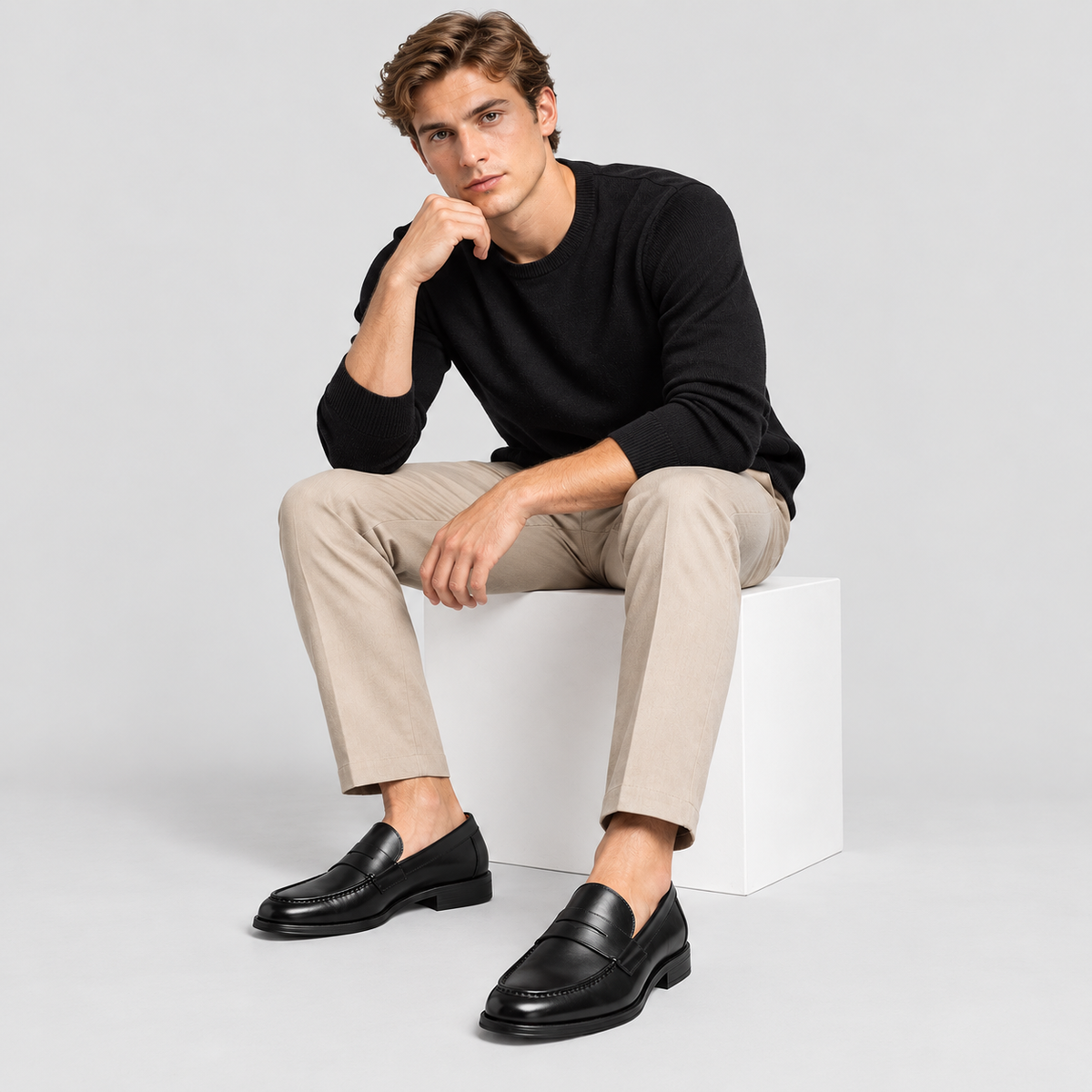 Herre Læderloafers – Slip-On Penny Loafer Stil
